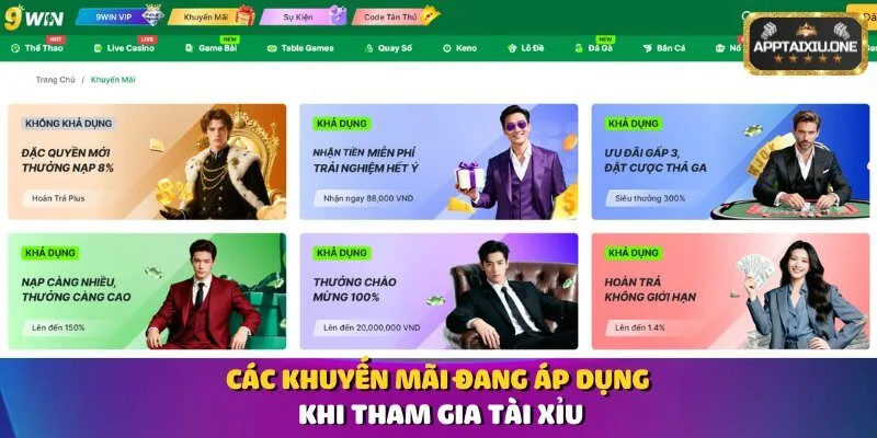 Các khuyến mãi đang áp dụng khi tham gia tài xỉu