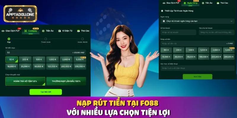 Nạp rút tiền tại Fo88 với nhiều lựa chọn tiện lợi
